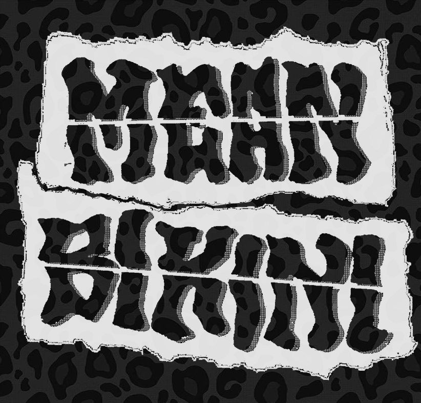 Mean Bikini Stacked logo on Leopard print back patch